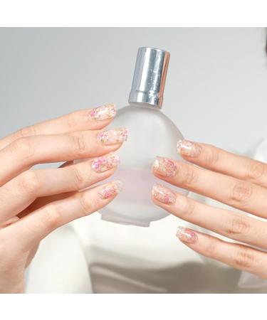 Danni & Toni Half Hardened Gel Nail Foils - Transparent Pink Flowers | Glossy UV Nail Design | Self-Adhesive Wraps & Stickers (28 Pack) - Buy Online on GoSupps.com