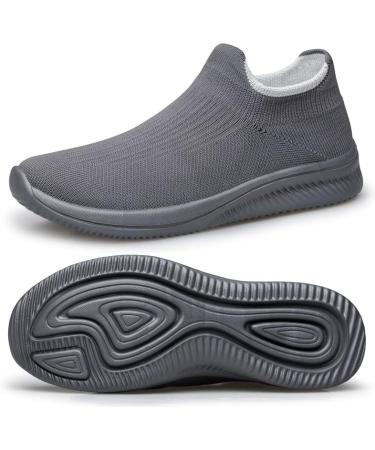 Vidbiv Men Slip-On Casual Trainers Walking Shoes - Lightweight & Breathable Mesh Sneaker in Grey-1 - Buy Online on GoSupps.com