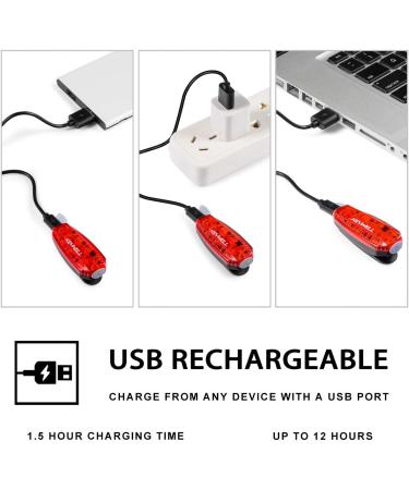USB Rechargeable LED Safety Lights (2 Pack) - Clip-On Strobe Lights for Runners, Joggers, Walkers, Kids, Dogs - High Visibility Bike Tail Lights - Reflective Gear Accessories (Red) - Buy Online on GoSupps.com