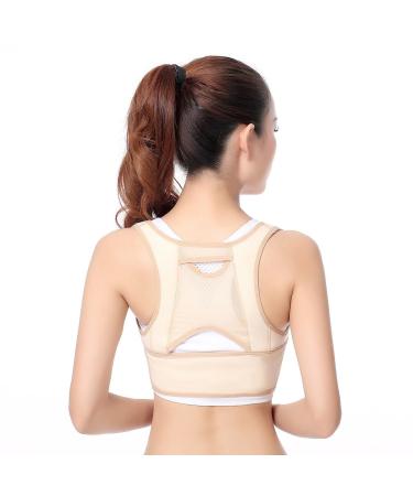 Chest Posture Corrector Adjustable Back Posture Support Men Women Neck Clavicle Spine Support Shoulder Correction Upper Back Brace Hunchback Correction Belt (Color : Apricot Size : Large) Large Apricot