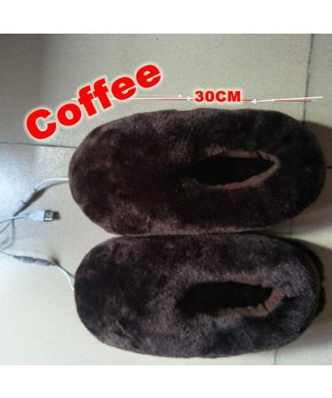 USB Electric Heating Slippers - Brown Plush Foot Warmers for Winter | Cozy Household Heating Shoes - Buy Online on GoSupps.com