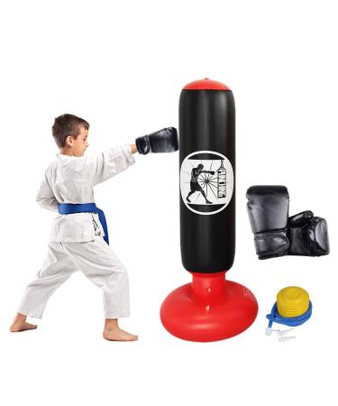 Kids Punching Bag for 3-8 Years Kids Boxing Practice Set ,with Air Pump and Boxing Gloves Black