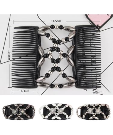 Kytpyi Double Clip Elastic Beaded Hair Combs 3PCS - Floral Hair Accessories for Women and Girls - Buy Online on GoSupps.com