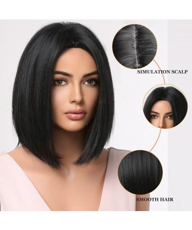 Esmee Short Straight Black Bob Wig 12 Shoulder Length Synthetic for Women - Daily Party & Cosplay Use - Pack of 1 - Buy Online on GoSupps.com