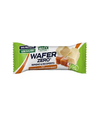 WHY SPORT WAFER ZERO stuffed & covered. Salted caramel covered with white chocolate. 35 g bar.