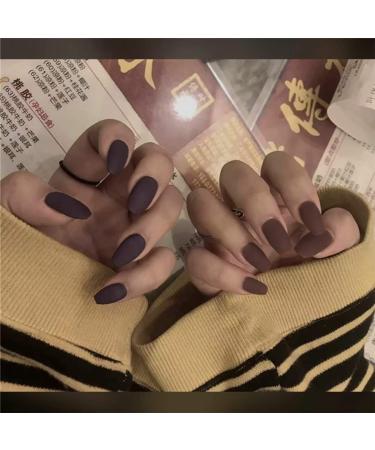 24 Pcs Matte Press on Nails White Long Coffin Fake Nails Artificial Full Cover False Nails for Women and Girls (Dark Brown+Light Brown) Brown White