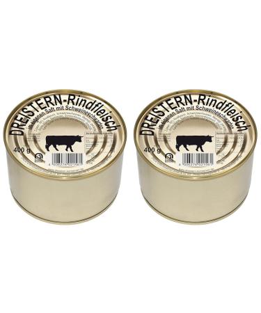 Three star beef in your own juice 400g i delicious beef in the practical recyclable gold lacquer box I Delicious beef - quality that tastes (pack with 2) 400 g (2 -pack)