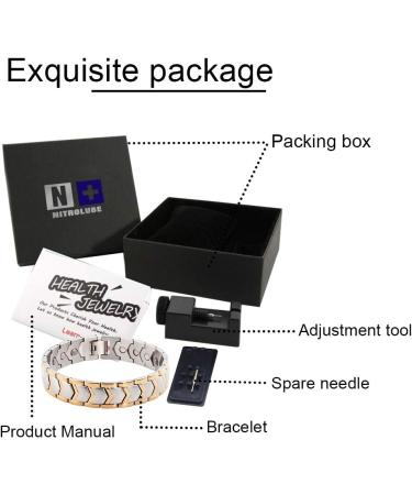 Buy N+Nitrolube Stainless Steel Magnetic Bracelet for Men | Energy Therapy for Arthritis & Carpal Tunnel Relief | 22cm Silver & Gold - Buy Online on GoSupps.com