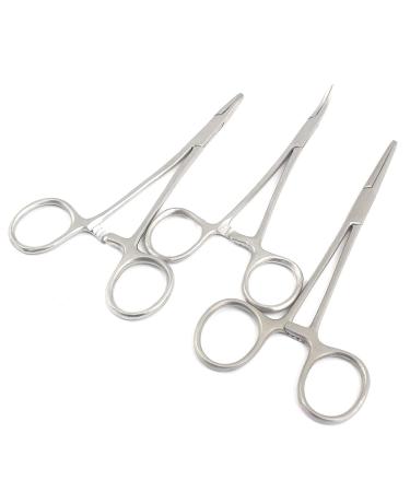 OdontoMed2011 3 PCS Premium Grade Webster Needle Holder 5" Smooth + Mosquito HEMOSTAT Forceps 5" Curved + Kelly HEMOSTAT Locking Forceps 5.5" Straight Laceration KIT ODM