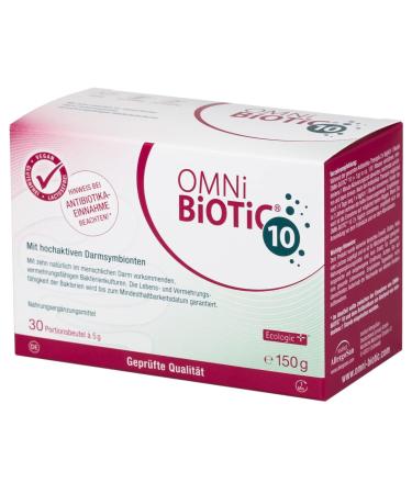 Omni Biotic 10 |30 portions (150g) |10 bacterial strains |10 billion germs per daily dose |Powder |With inulin |Vegan |Gluten -free |Lactose -free |For daily application - Buy Online on GoSupps.com