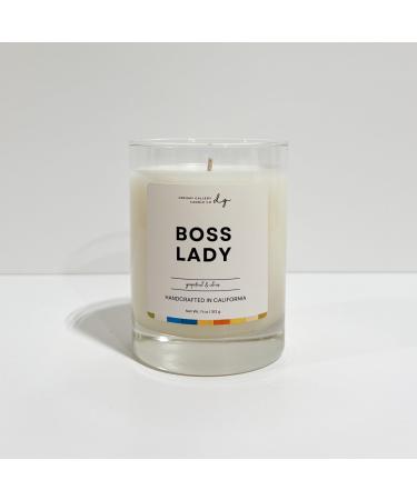 Dreamy Gallery Candle Co. BOSS Lady Soy Wax Candle (11 oz) 65-80 Long Burn Time Luxury Scented for Home Cotton Lead-Free Wick Glass Rock Vessel