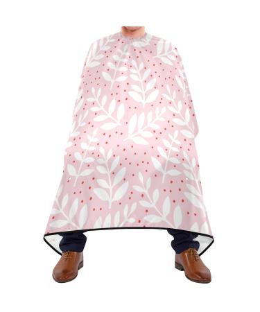 Waterproof Barber Cape -Pink Leaf Printing Cheetah Haircut Bib for Men Unisex Hair Cutting Cape(8rp1a)