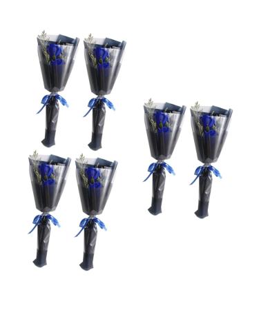 HOMSFOU 6 Pcs Wedding Rose Never Wither Flower Rose Flower Soap Gift Everlasting Flower Graduation Flower Bouquet Carnation Scented Rose Bouquet Roses Bouquet Flowers Preserved Flower Bluex3pcs 34x12x6cmx3pcs
