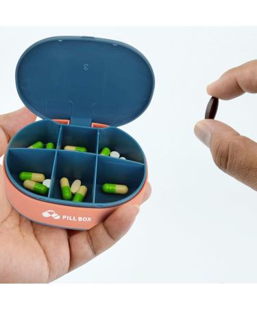 Small Pill Organizer - Portable Travel Pill Box for Vitamins & Medications | 6 Grids Blue | Ideal for Kids Men Women & Elderly - Buy Online on GoSupps.com