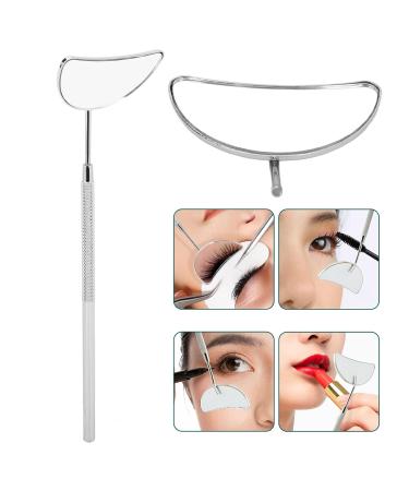 Eyelash Extension Mirror | Extra Large Makeup Mirror with Detachable Handle | Moon Shaped Stainless Steel Lash Accessories (Pink) - Perfect for Home Use - Buy Online on GoSupps.com