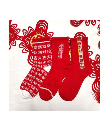 Chinese New Year Red Socks Spring Festiva Red Female Cotton Socks Sports Socks Comfortable and Breathable (Color : Red Size : 36-43/3 Pairs/C) 36-43/3 pairs/C Red