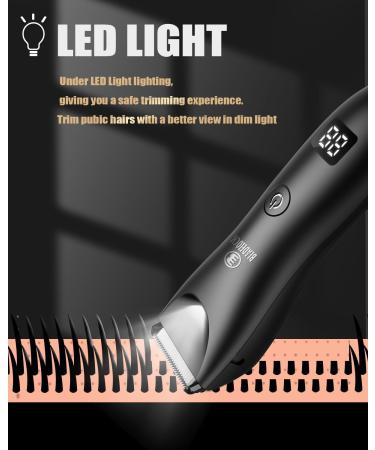 ENSSU Men's Body Hair Trimmer with Light | No Nicks Ball Trimmer | Waterproof Pubic Groin Hair Groomer | Rechargeable with LED Display - Buy Online on GoSupps.com
