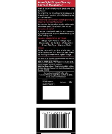 Garnier Men Acno Fight Pimple Clearing Whitening Cream Helps Fight 6 Skin Problems 45 Gram - Buy Online on GoSupps.com