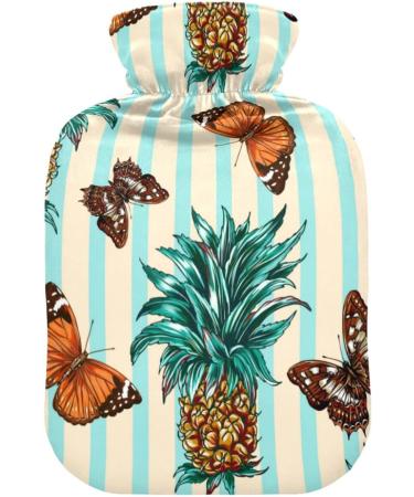 Naanle Streak Butterfly Pineapple Water Bottle 2L - Transparent Hot Water Bottle with Cover for Pain Relief & Therapy - Buy Online on GoSupps.com