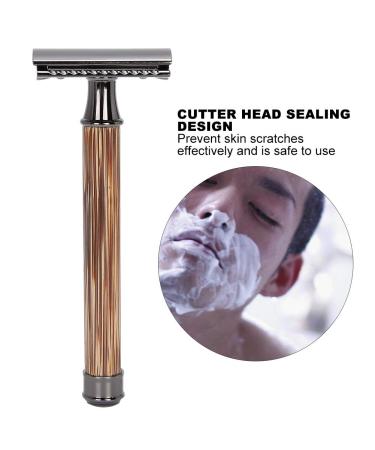 Sonew Men's Bamboo Handle Manual Shaver | Zinc Alloy Portable Beard & Body Hair Razor | Replaceable Head Trimmer for Ultimate Grooming - Buy Online on GoSupps.com