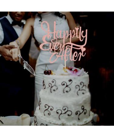 Crseniny Happily Ever After Cake Topper Wedding Anniversary Cake Topper for Wedding Engagement Bridal Shower Bachelorette Party Vow Renewal Anniversary Party Decoration Supplies (Rose Gold Glitter) - Buy Online on GoSupps.com