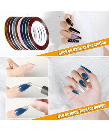 Junterone Nail Art Tools Kits - Nail Pen Stamp Nail Painting Brush Nail Dotting Tool Nail Foil Manicure Tape Rhinestones for Nails - Buy Online on GoSupps.com