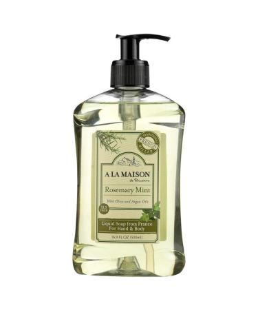 A LA MAISON Rosemary Mint Liquid Hand Soap - Triple French Milled Natural Moisturizing Soap (1 Pack  16.9 oz Bottle) Rosemary Mint 16.9 Fl Oz (Pack of 1)