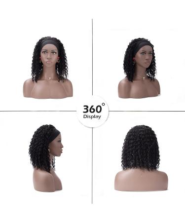 TISTAYA Short Curly Headband Wig for Black Women - 12 Inch Natural Black Synthetic Hair with Water Wave Headbands - Buy Online on GoSupps.com