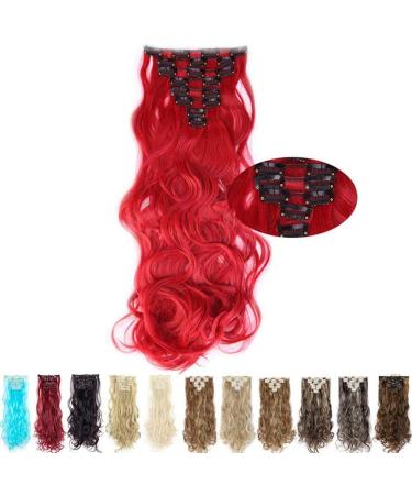 Curly Clip-In Hair Extensions | 60cm Red | 8 Pieces - Ideal for Instant Volume & Length - Buy Online on GoSupps.com
