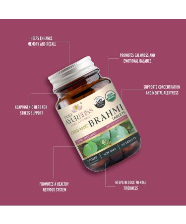 PureAyurbliss 100% Organic Brahmi Tablets with Bacopa monnieri Extract, Ayurvedic Cognitive Support for Memory, Focus, and Mental Clarity, Herbal Brain Health Formula - 90 Count - Buy Online on GoSupps.com