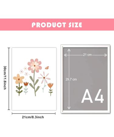 Vega 4er Set Childrens Room Pictures - Rainbow Sun Cloud Flowers & Butterflies Wall Art - Boho DIN A4 Posters for Baby Room Decoration - Buy Online on GoSupps.com