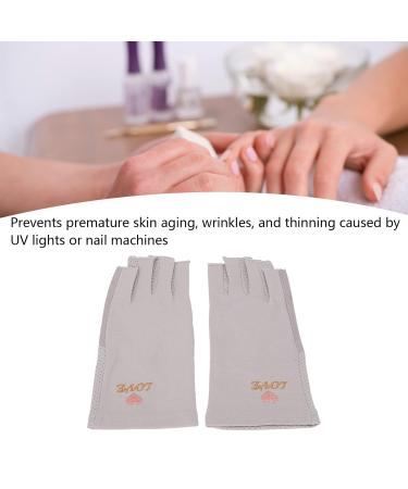 Anti UV Gloves for Gel Nail Lamp Manicure Gloves UV Protection Stretchy Breathable Fingerless Fiber Cotton Nail Lamp Gloves for Home Salon(Gray) - Buy Online on GoSupps.com