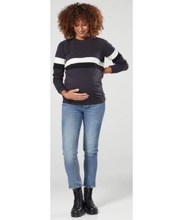 Zeta Ville Maternity Nursing Zipped Sweatshirt Striped Jumper 1110 - Graphite - Size 12 - Buy Online on GoSupps.com