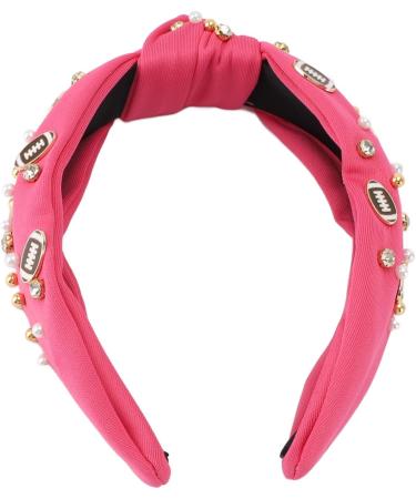 Rhinestone Knotted Headband Valentine's Day Headband Women Acrylic Rhinestone Wide Knotted Headband for Festivals (Rose Red) - Buy Online on GoSupps.com