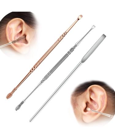 Dual Head Spring Ear Cleaner 3Pcs Spiral Ear Wax Removal Cleaner Tool Stainless Steel Ear Cleaning Tool Earwax Removal Kit for Portable Soothing & Anti-Itch Earwax