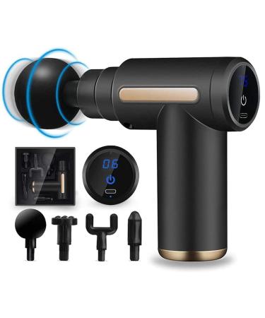 Shavingfun massage gun massager mini massage gun muscle massager electrically portable hand massage device with 6 speeds 4 massage heads for relieving muscle pain black
