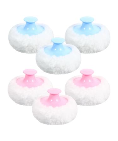 6pi ces Houppette pour Gar on Fille Applicateur de Poudre Douce avec Manche Portable pour Soin Peau et Voyages