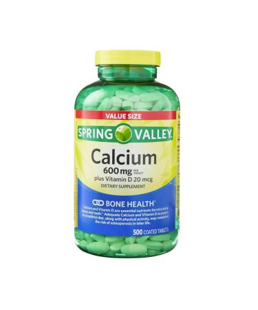 Calcium Supplement for Women and Men 600 mg Calcium with Vitamin D3 Essential Bone Health Support 500 Tablets Per Bottle for Over 8 Months (250 Days) of Supply (Pack of 1)