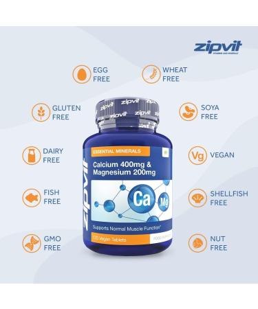 Calcium 400mg & Magnesium 200mg 120 Vegan Tablets - Muscle & Bone Health Support | Vegetarian Society Approved | UK Supplier - Buy Online on GoSupps.com