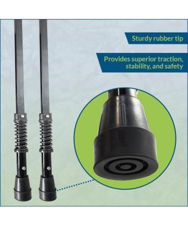 York Nordic Spring Cushion Crutches | Ideal for Sports Injuries & Travel | Adjustable Heights 47-66 inches | Compact Travel Size 22 inches | Black - Buy Online on GoSupps.com