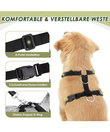 Slowton Dog Harness with Safety Belt for Car - Breathable Durable XS Black Dog Seat Belt with 2 Carabiner Hooks - Perfect for Travel - Buy Online on GoSupps.com