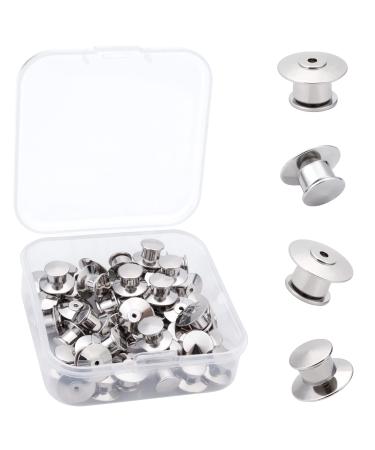 50 PCS Metal Locking Pin Backs  Pin Keepers Locking Clasp Silver 50PCS