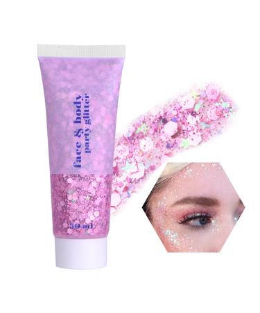 BestAuty Festival Glitzer body glitter gel 50ml for face hair lips nail nails diy long-loading for festival party make-up face glitter glitter for hair festival (#3 pink)