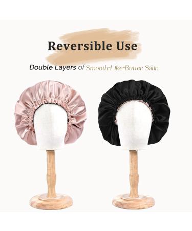 YANIBEST Silk Satin Bonnet for Sleeping - Blush Pink Large | Reversible Hair Cap for Curly Natural Hair Women - Buy Online on GoSupps.com