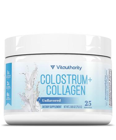 Colostrum Collagen Peptide Protein Powder Hydrolyzed HydroPeach Gut Health Skin & Immune Support | 1g Bovine Colostrum 2g Collagen Peptides 20mg Peach Ceramides Blend Unflavored 25 Servings No Sugar