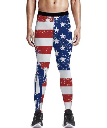 Men's Compression Workout Training Pants - American Flag Running Leggings - Buy Online on GoSupps.com