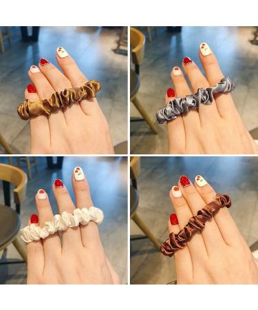 12 Pcs Satin Hair Scrunchies for Women Girls Elastic Silk Hair Bands Skinny Hair Ties Soft Satin Scrunchies for Hair Accessories - Buy Online on GoSupps.com