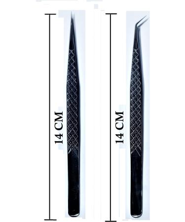 Stainless Steel Diamond Grip Eyelash Tweezer Kit - 3 Pcs Set with Free Mirror - Straight & 45 Angled Tips - Professional Makeup Tool for Women - Buy Online on GoSupps.com