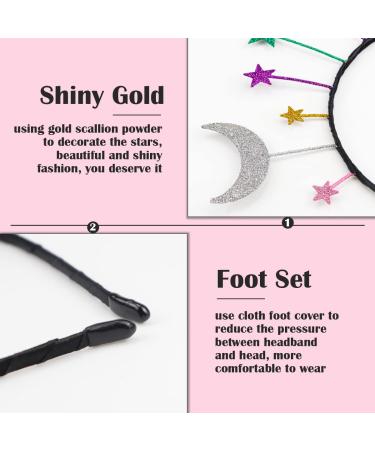 Colourful StarMoon Headband Birthday Party Hair Hoop Glitter Fashion Hair Accessory Wedding Princess Crown Headdress For Birthday Party Cosplay Costume - Buy Online on GoSupps.com