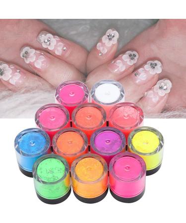 12 Colors Fluorescent Nail Powder - UV Reactive Neon Pigment for Halloween Nail Art | DIY Manicure Tool - Buy Online on GoSupps.com